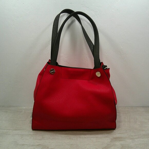 Francinel Paris Cherry Red & Brown Leather Satchel Purse | Pocketbook New w/tags - Picture 5 of 15